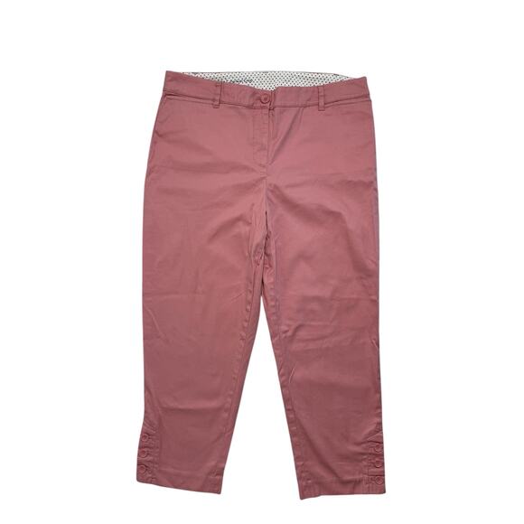TALBOTS Perfect Crop Pink Chino Pants with Ankle Button Detail Size 10 Petite - Picture 1 of 7